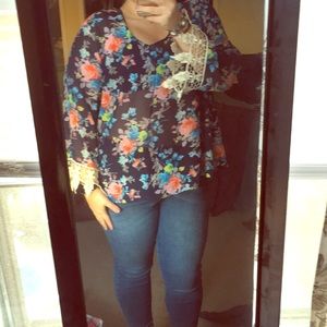 Sheer floral blouse